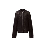 Fabiana Filippi Bomber in Platinum and Micro Sequins, Night Blue Knit