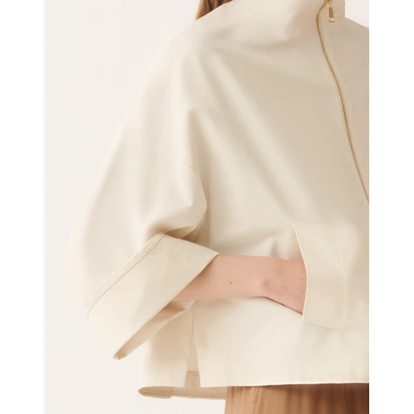 Fabiana Filippi Boxy Caban in Trench Cotton, Butter Coat, view 5