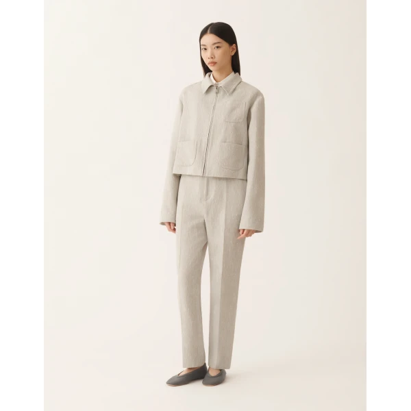 Fabiana Filippi Boxy Jacket in Drop Fil Coupé Tailoring, Ice, view 3