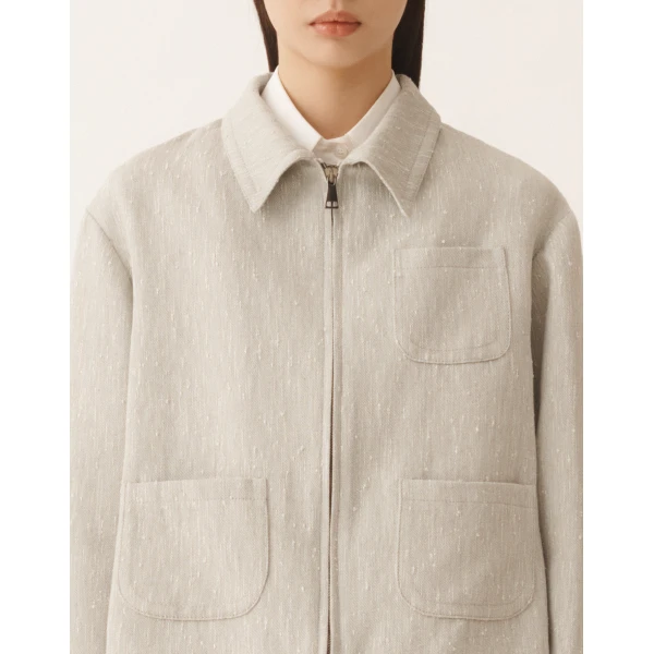 Fabiana Filippi Boxy Jacket in Drop Fil Coupé Tailoring, Ice, view 5