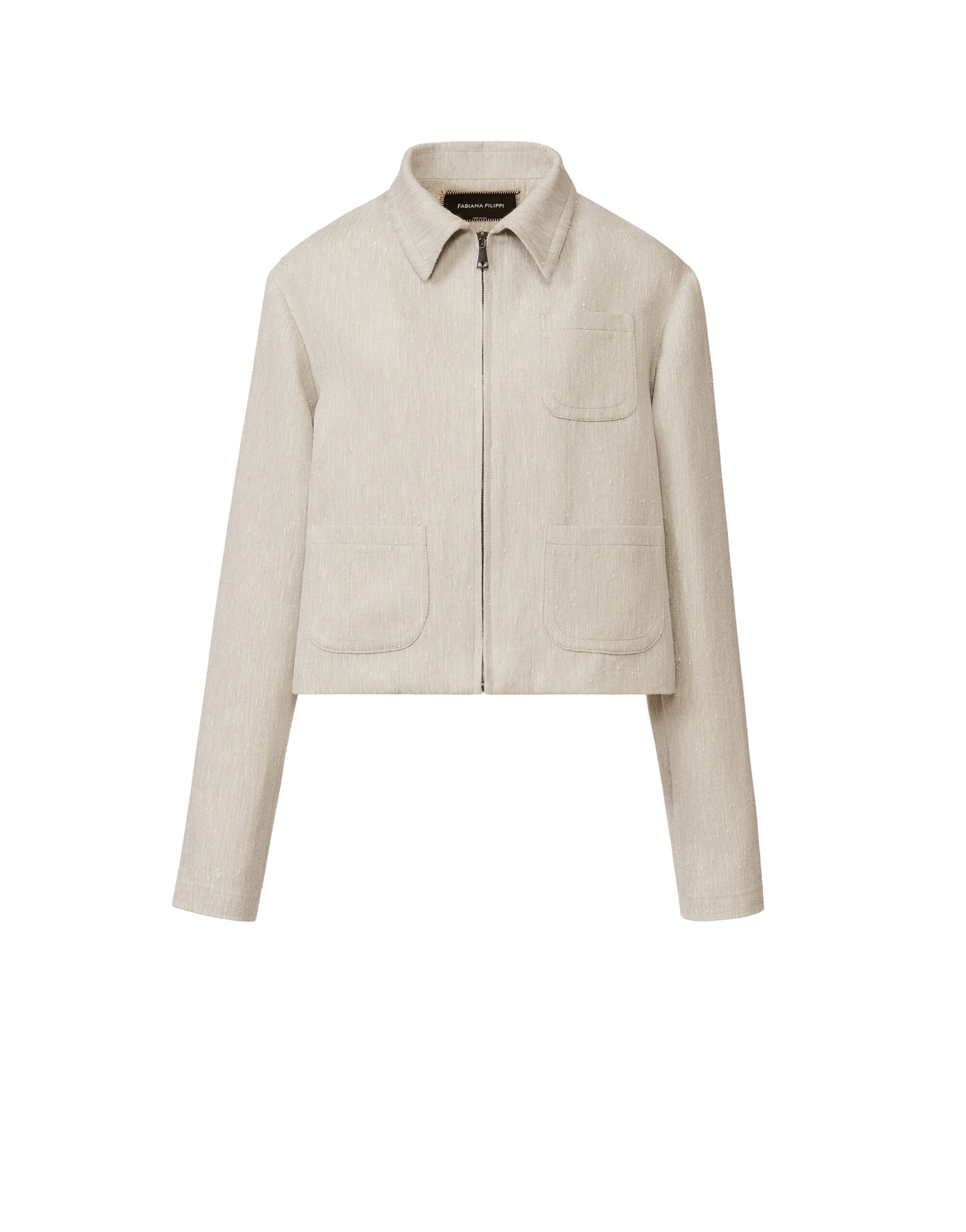 Fabiana Filippi Boxy Jacket in Drop Fil Coupé Tailoring, Ice