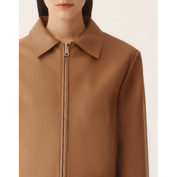 Fabiana Filippi Boxy Jacket in Lissé Nappa, Wicker, view 5