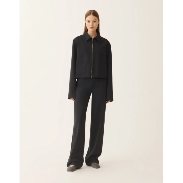 Fabiana Filippi Boxy Jacket in Midnight Blue Milano Stitch Jersey, view 3