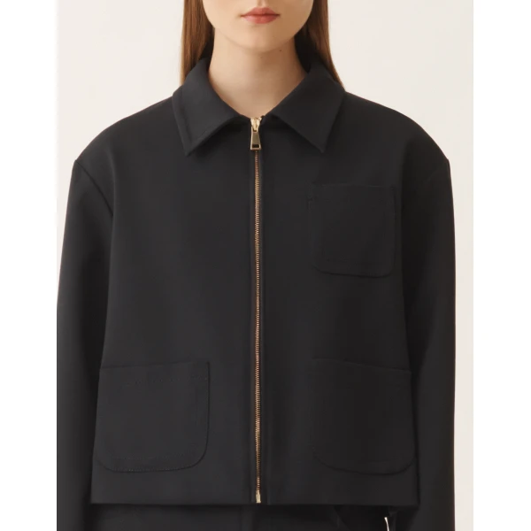 Fabiana Filippi Boxy Jacket in Midnight Blue Milano Stitch Jersey, view 5