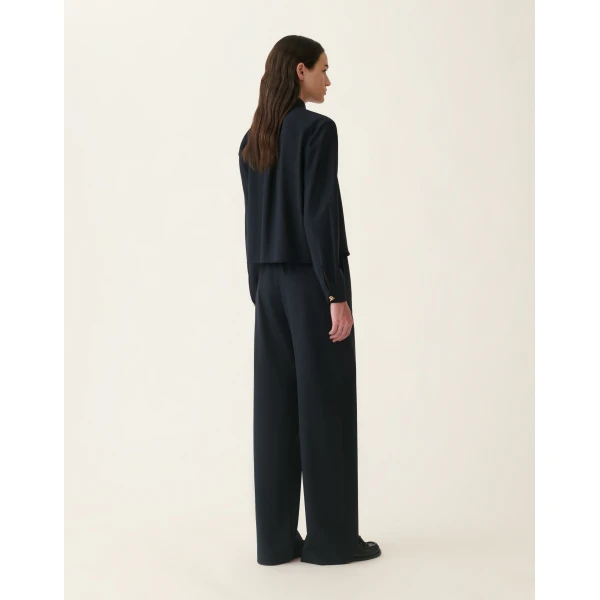 Fabiana Filippi Boxy Shirt in Cool Wool, Midnight Blue, view 4