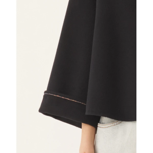 Fabiana Filippi Boxy Wool Double Coat in Night Blue, view 5