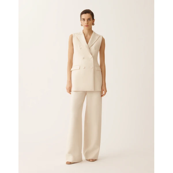 Fabiana Filippi Butter-Colored Long Vest in Wool and Silk, view 3