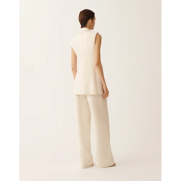 Fabiana Filippi Butter-Colored Long Vest in Wool and Silk, view 4