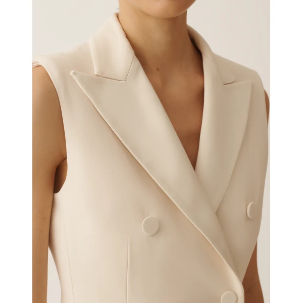 Fabiana Filippi Butter-Colored Long Vest in Wool and Silk, view 5