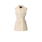Fabiana Filippi Butter-Colored Long Vest in Wool and Silk