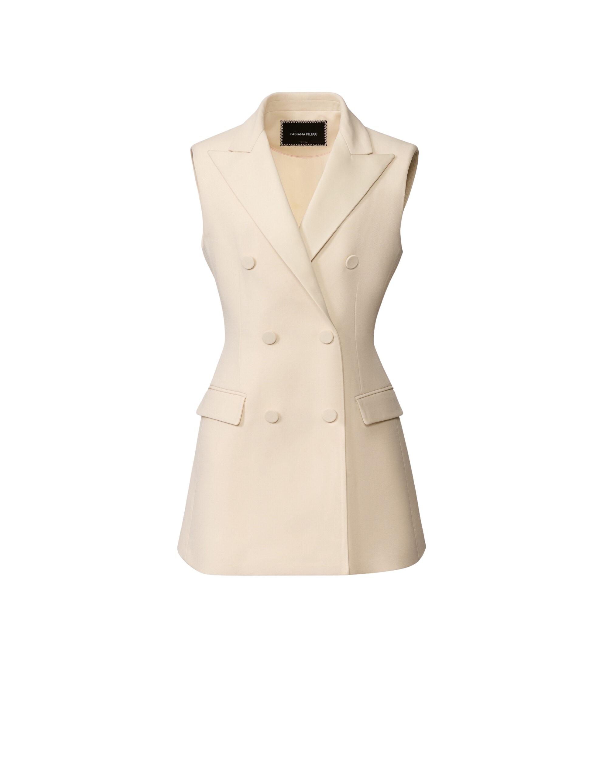 Fabiana Filippi Butter-Colored Long Vest in Wool and Silk