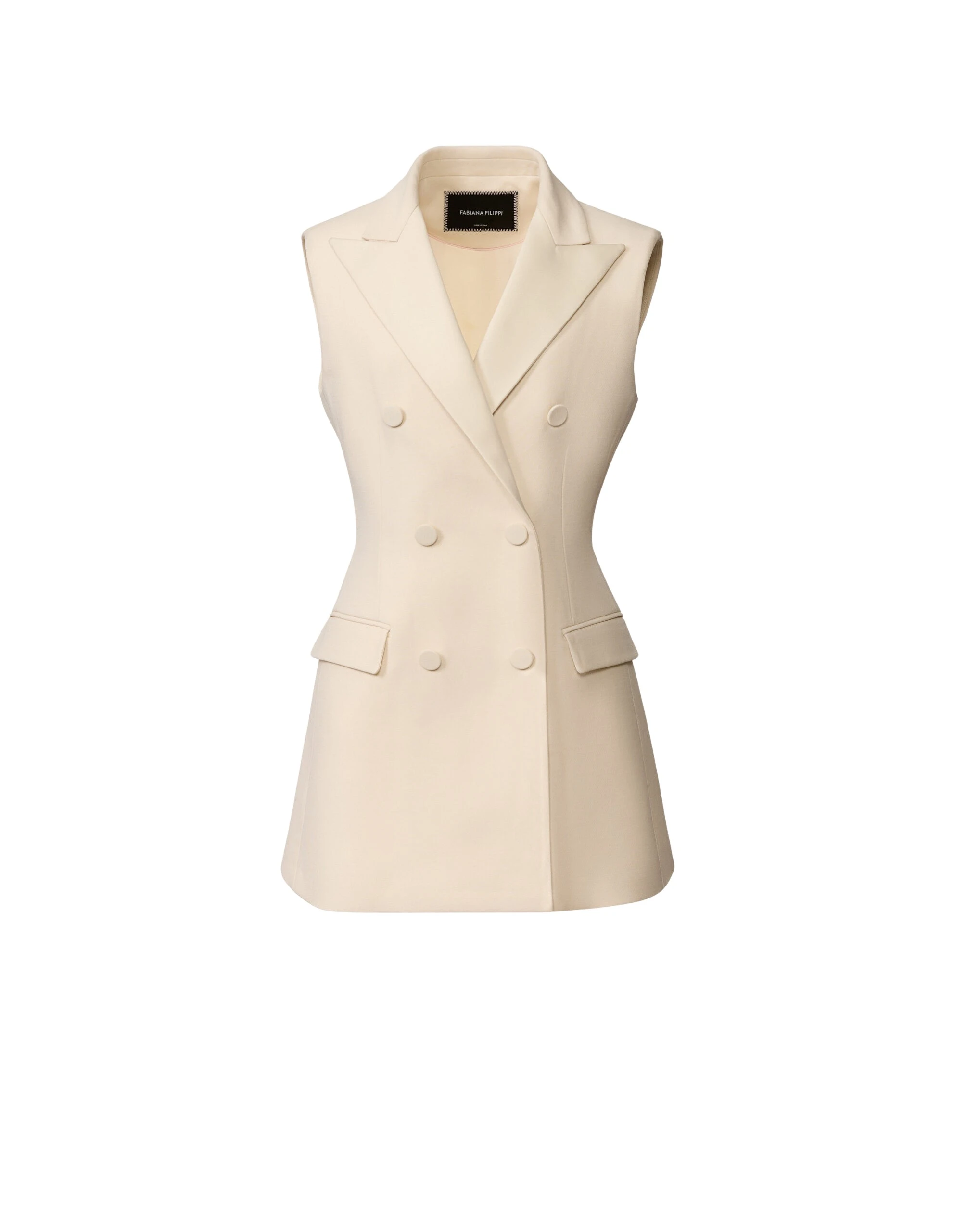 Fabiana Filippi Butter-Colored Long Vest in Wool and Silk