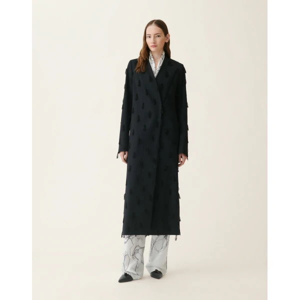 Fabiana Filippi Cady Topcoat in Midnight Blue Coat, view 3