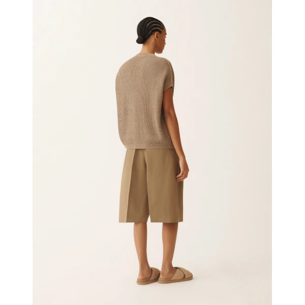 Fabiana Filippi Cape in Organic Cotton with Lustrous Viscose, Mud, view 4