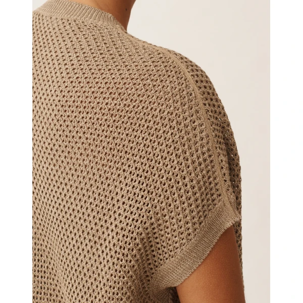 Fabiana Filippi Cape in Organic Cotton with Lustrous Viscose, Mud, view 5