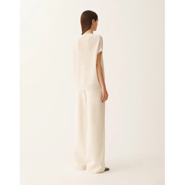 Fabiana Filippi Cape in Organic Cotton with Shiny Viscose, Butter, view 4