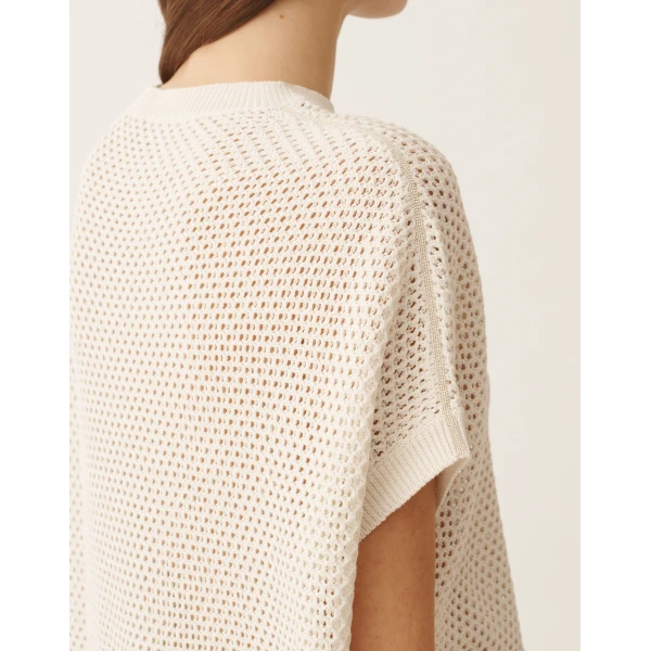 Fabiana Filippi Cape in Organic Cotton with Shiny Viscose, Butter, view 5