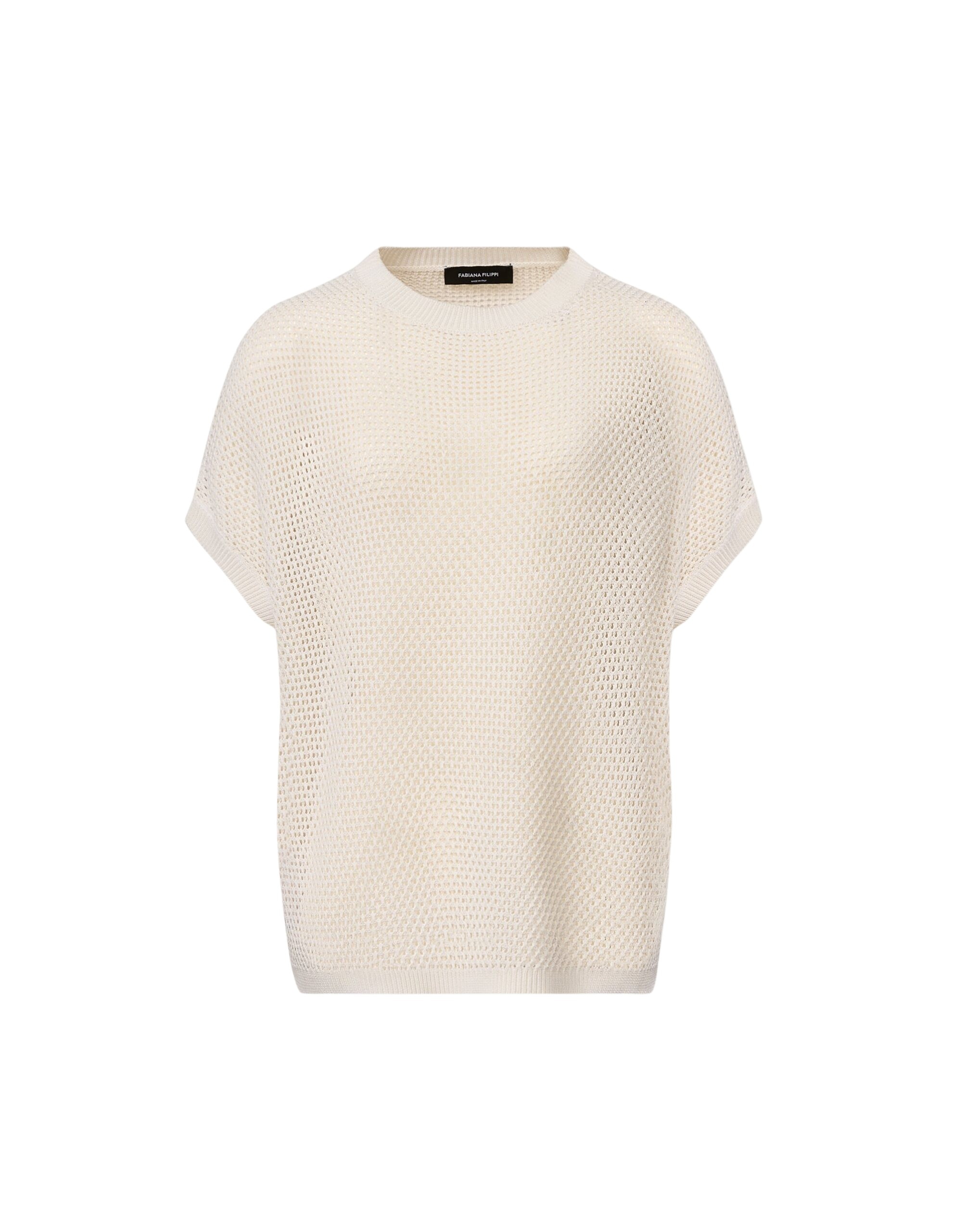 Fabiana Filippi Cape in Organic Cotton with Shiny Viscose, Butter