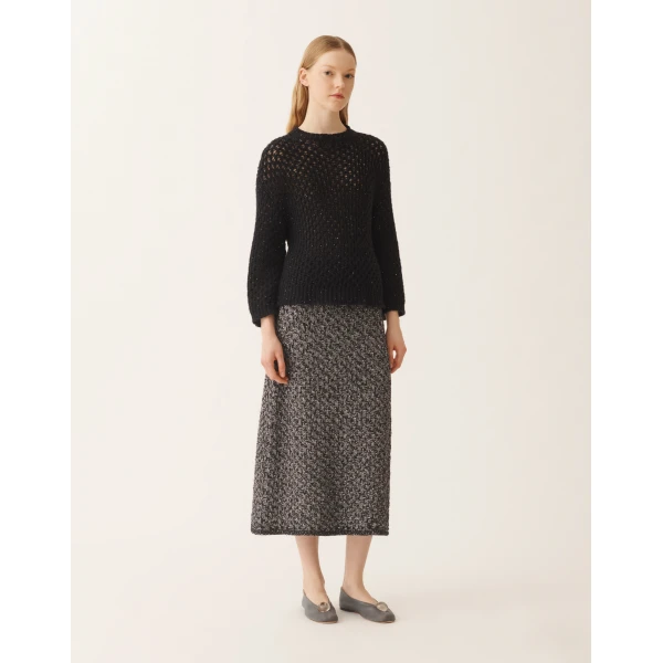 Fabiana Filippi Cape in Platinum and Micro Sequins, Night Blue, view 3