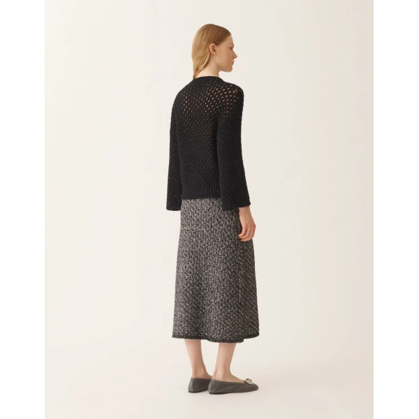Fabiana Filippi Cape in Platinum and Micro Sequins, Night Blue, view 4