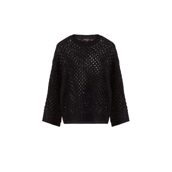 Fabiana Filippi Cape in Platinum and Micro Sequins, Night Blue