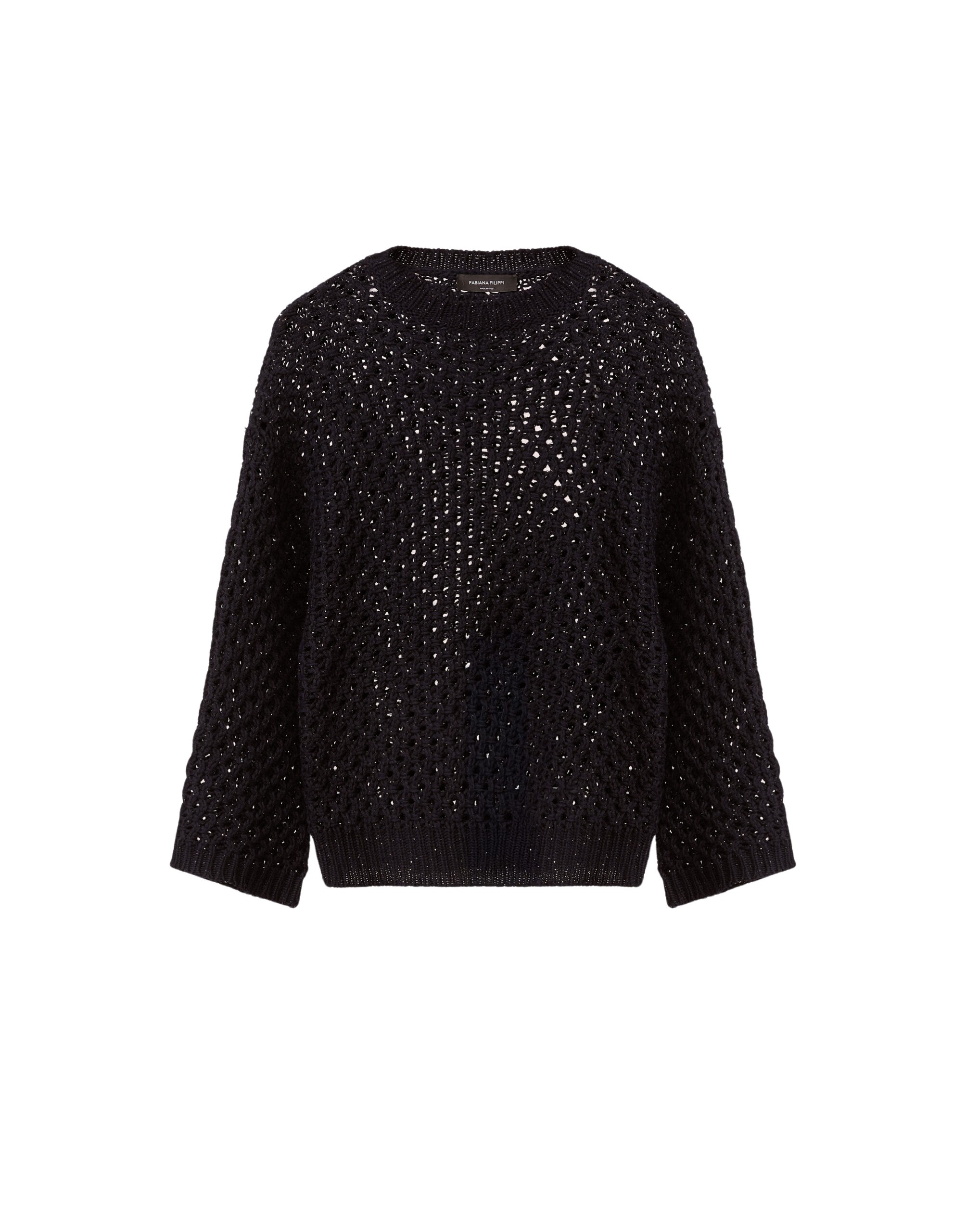 Fabiana Filippi Cape in Platinum and Micro Sequins, Night Blue