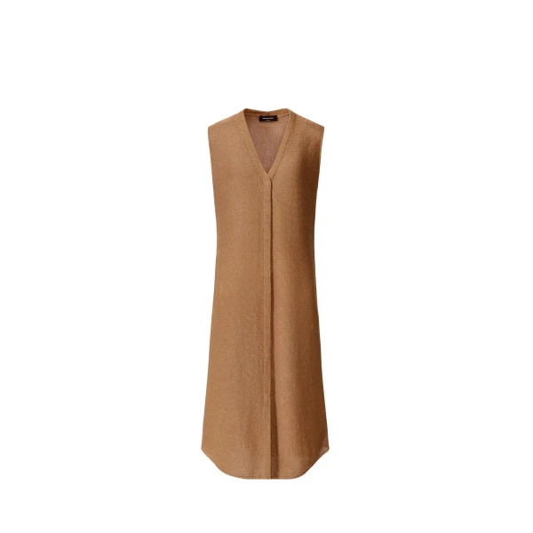 Fabiana Filippi Cardigan Vest in Cotton and Linen with Sequins, Wicker