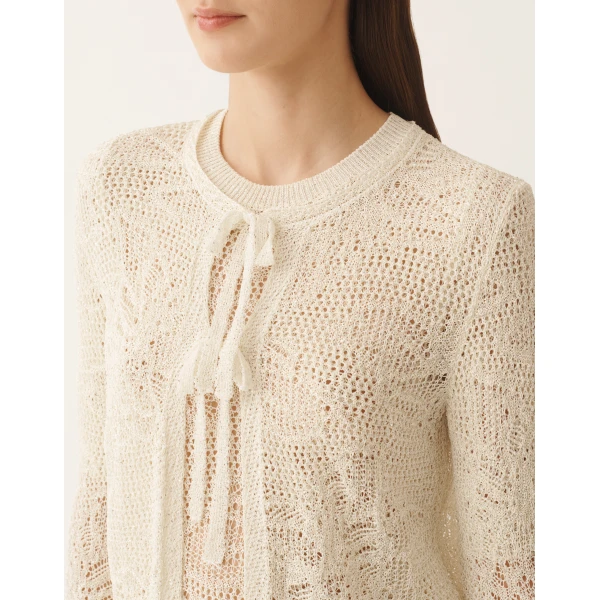 Fabiana Filippi Cardigan in Micro Sequins, Mastic, view 5