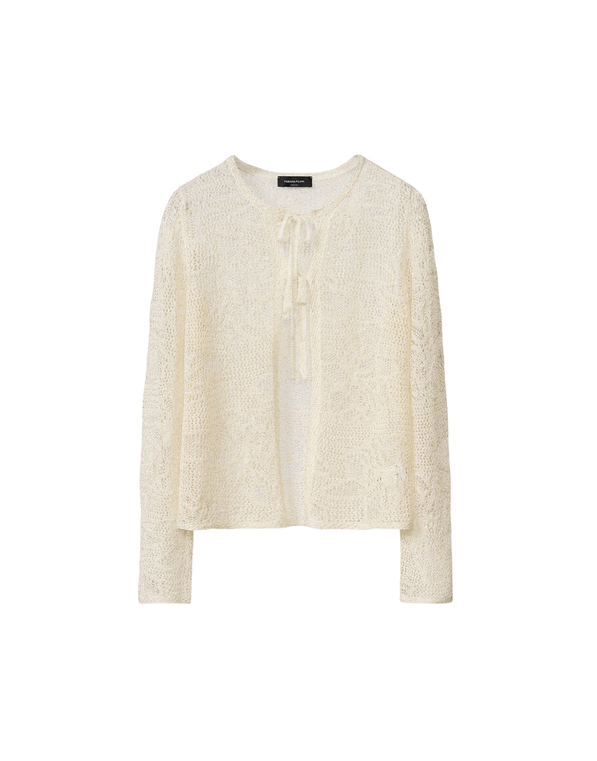 Fabiana Filippi Cardigan in Micro Sequins, Mastic