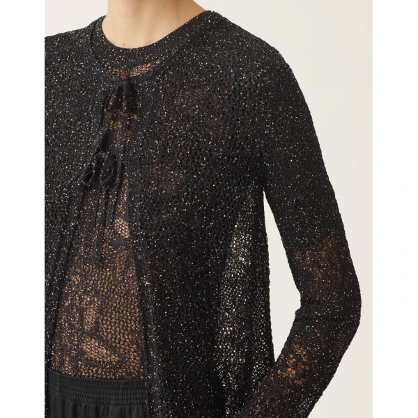 Fabiana Filippi Cardigan in Midnight Blue Micro Sequins, view 5