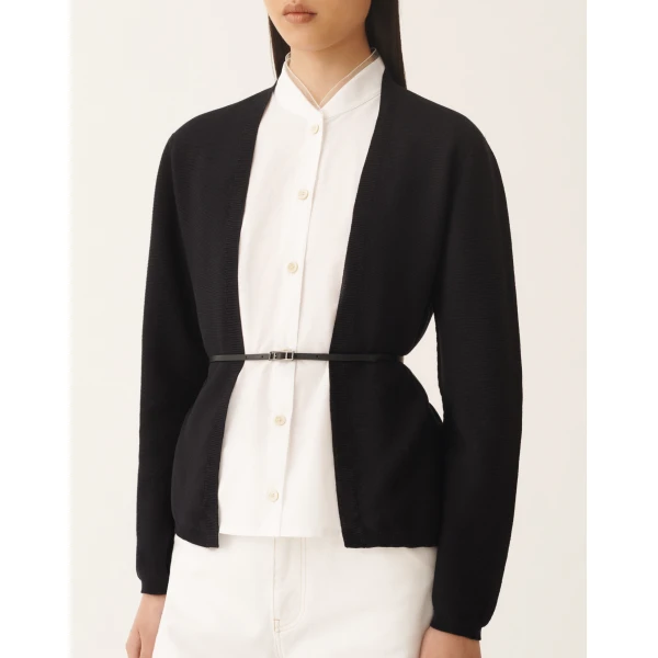 Fabiana Filippi Cardigan in Organic Cotton, Midnight Blue, view 5