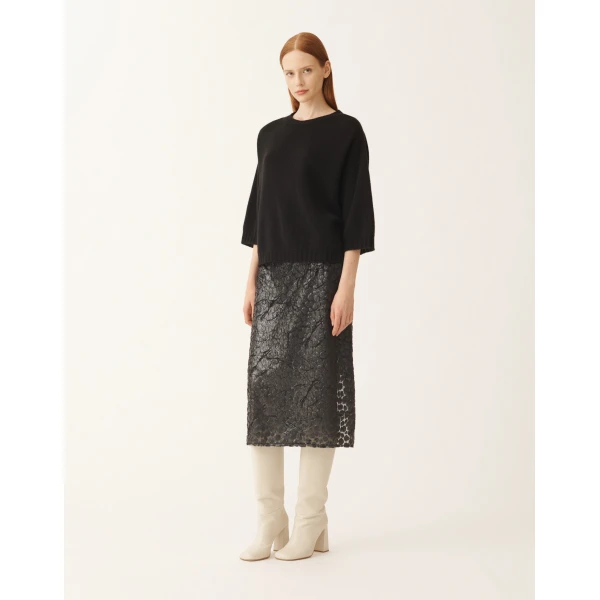 Fabiana Filippi Cashmere T-shirt in Black Knit, view 3