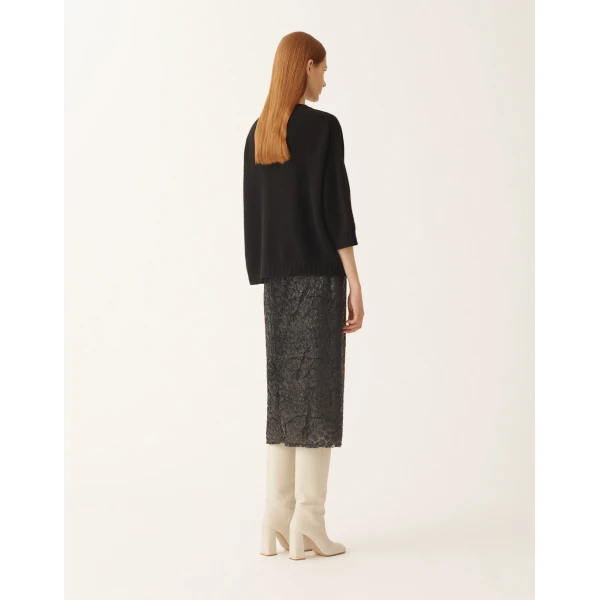Fabiana Filippi Cashmere T-shirt in Black Knit, view 4