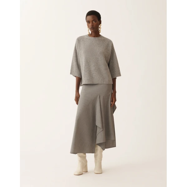 Fabiana Filippi Cashmere T-shirt in Grey Knit, view 3
