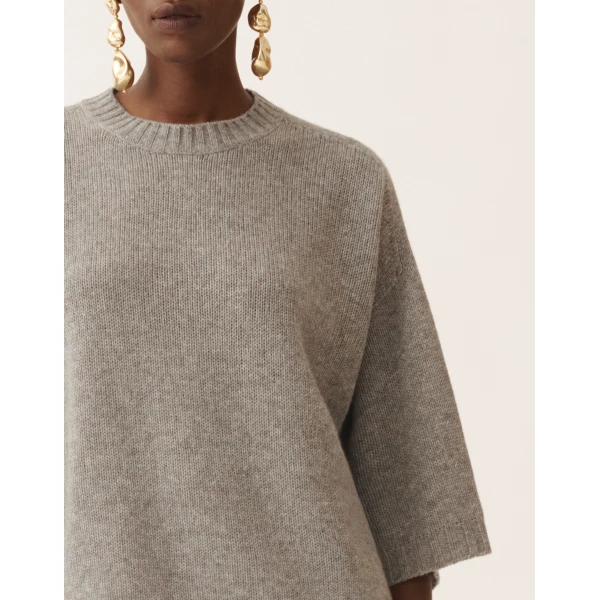 Fabiana Filippi Cashmere T-shirt in Grey Knit, view 5
