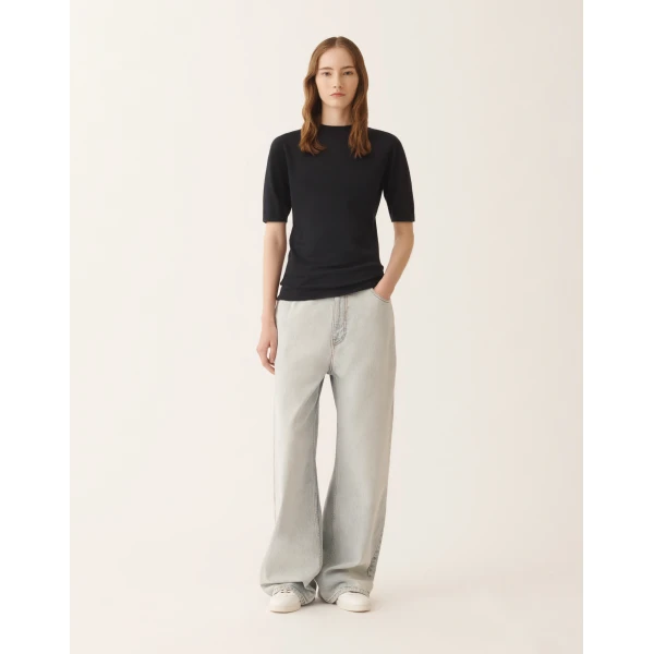 Fabiana Filippi Cashmere and Silk Sweater in Night Blue, view 3