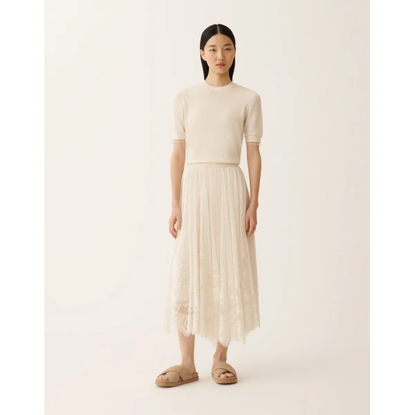 Fabiana Filippi Circle Skirt in Lace, Butter, view 3
