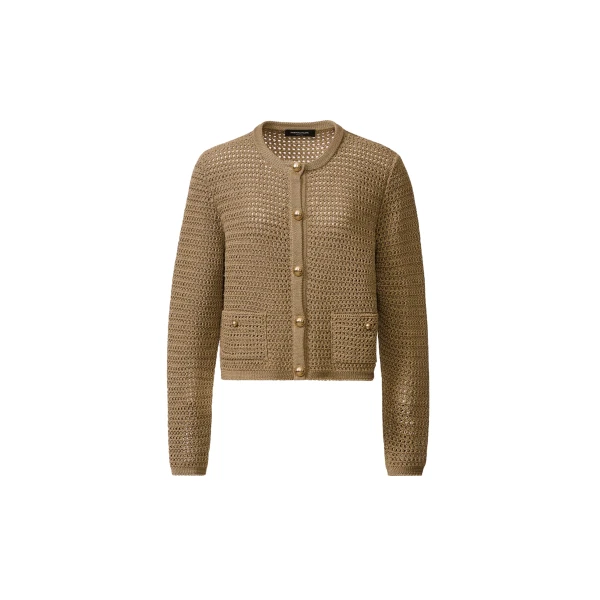 Fabiana Filippi Cotton Ribbon Cardigan in Khaki