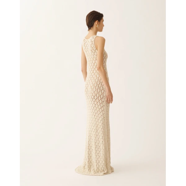 Fabiana Filippi Cotton Ribbon Dress with Sequins in Butter, view 4