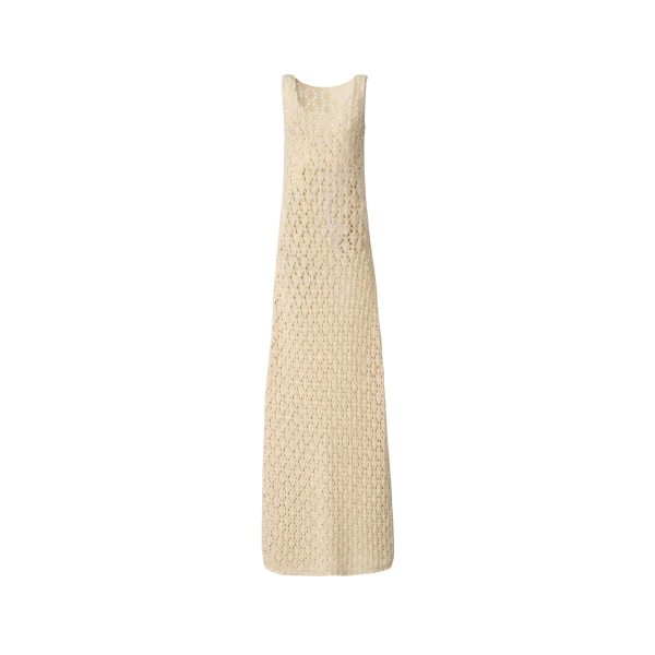Fabiana Filippi Cotton Ribbon Dress with Sequins in Butter