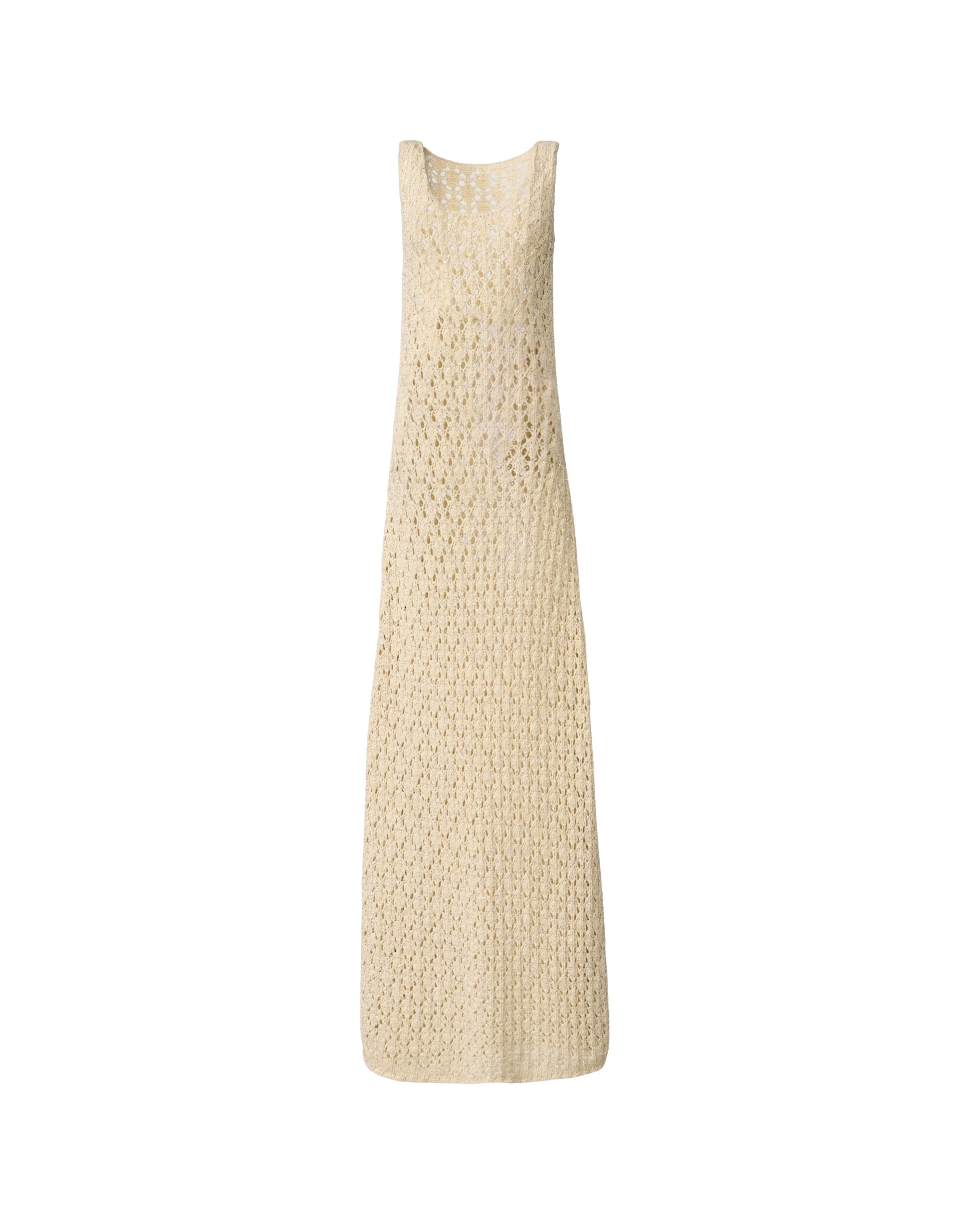 Fabiana Filippi Cotton Ribbon Dress with Sequins in Butter