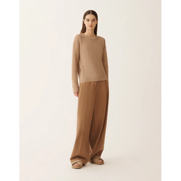Fabiana Filippi Cotton Ribbon-Knit Sweater with Sequins in Acer, view 3