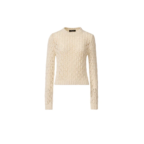 Fabiana Filippi Cotton Ribbon Sweater with Sequins in Butter