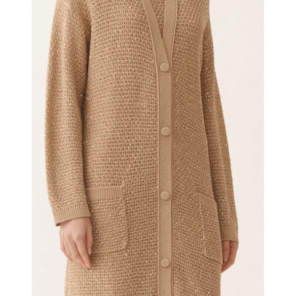 Fabiana Filippi Cotton Tape Cardigan with Sequins in Acer, view 5