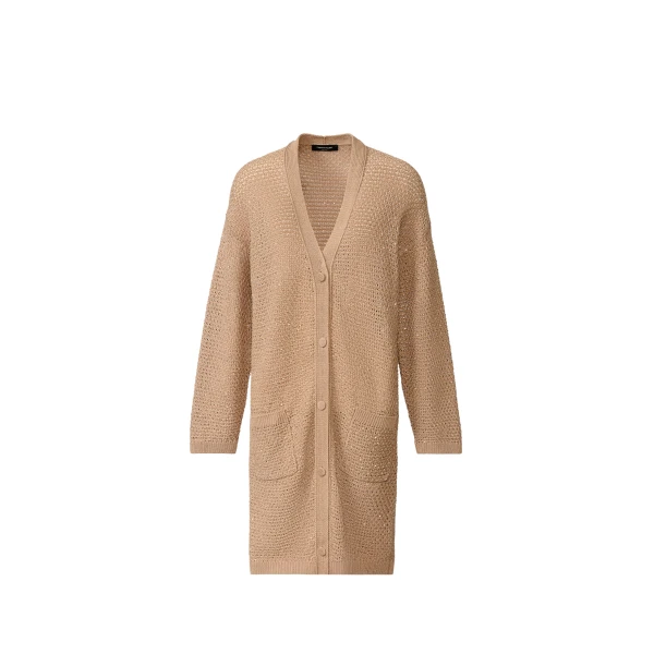 Fabiana Filippi Cotton Tape Cardigan with Sequins in Acer