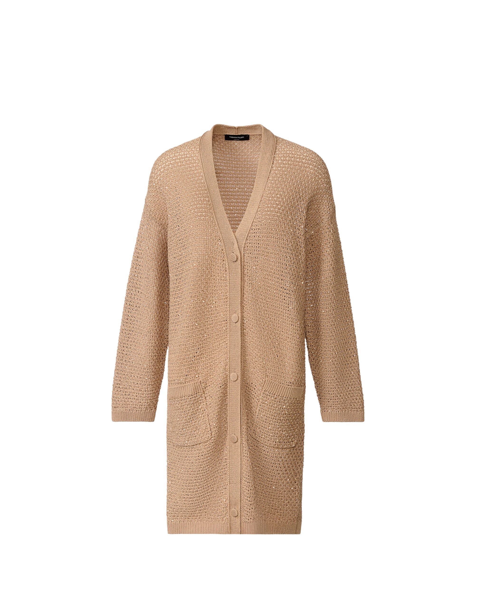 Fabiana Filippi Cotton Tape Cardigan with Sequins in Acer