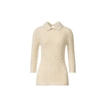 Fabiana Filippi Cotton Tape-Knit Sweater with Sequins in Butter