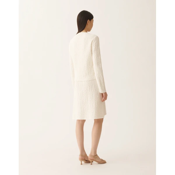 Fabiana Filippi Cotton Tweed Bomber with Sequins in Butter Jacket, view 4