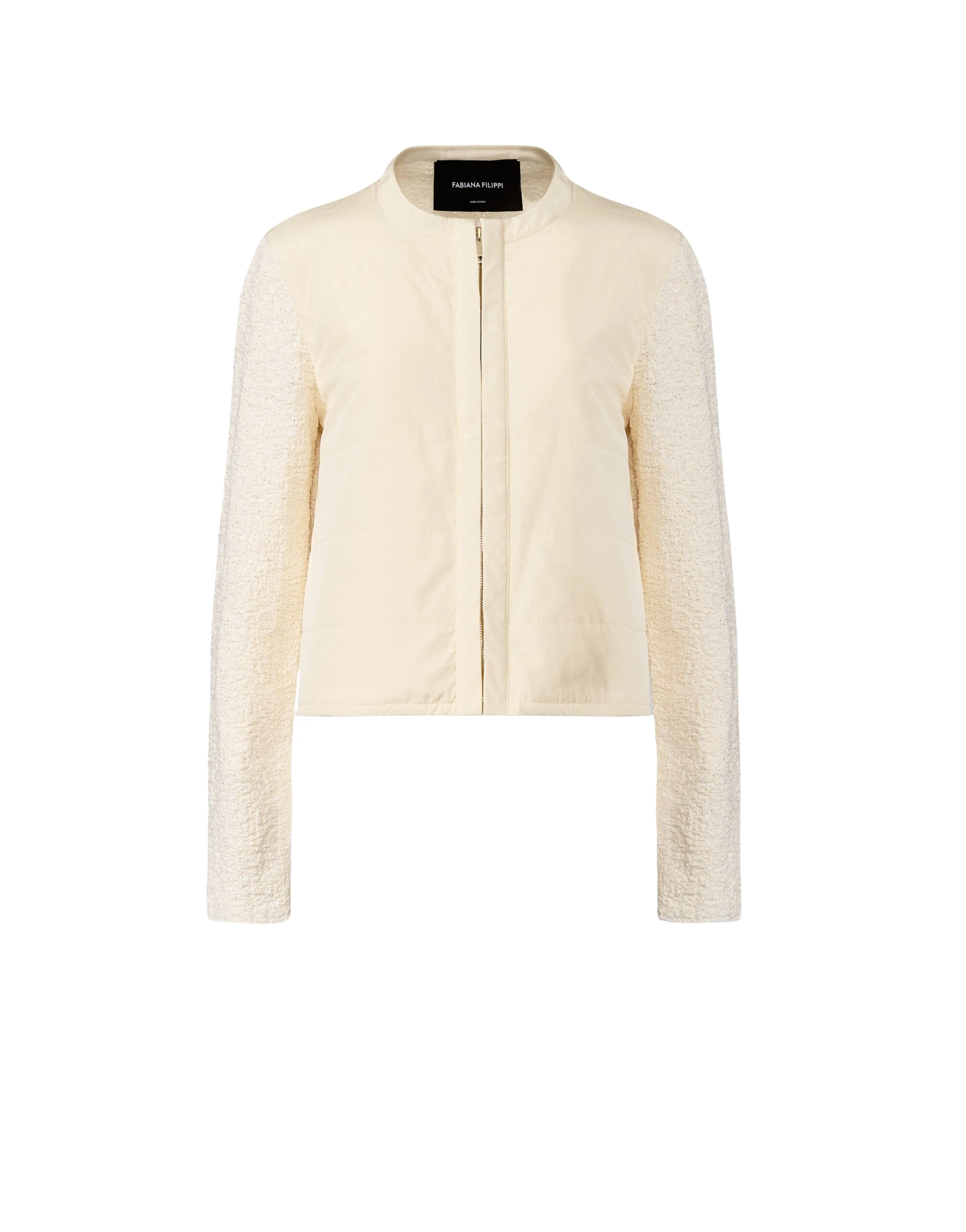 Fabiana Filippi Cotton Tweed Bomber with Sequins in Butter Jacket