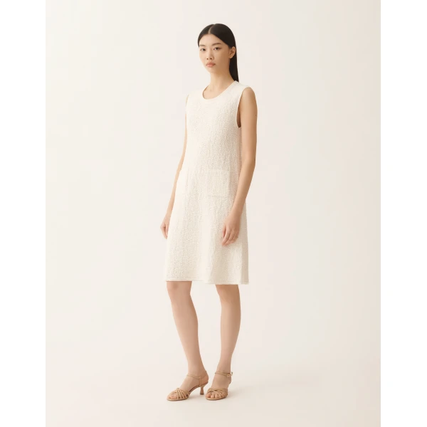 Fabiana Filippi Cotton Tweed Dress with Sequins in Butter, view 3